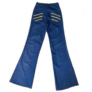 Vintage Weeds Brand Deadstock Denim Bell Bottoms with Gold Stripes